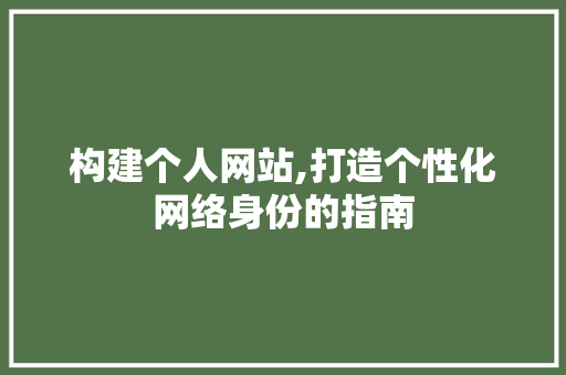 构建个人网站,打造个性化网络身份的指南