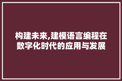 构建未来,建模语言编程在数字化时代的应用与发展