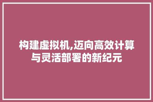 构建虚拟机,迈向高效计算与灵活部署的新纪元