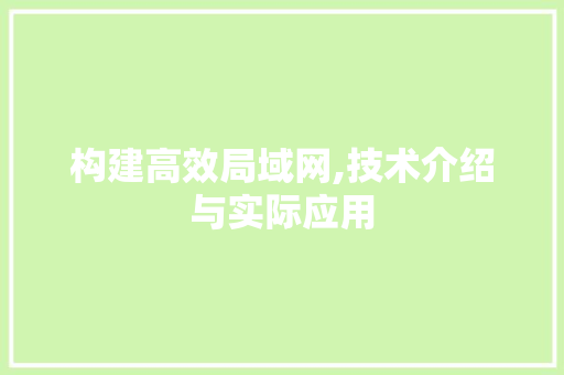 构建高效局域网,技术介绍与实际应用