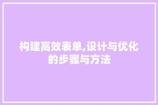 构建高效表单,设计与优化的步骤与方法
