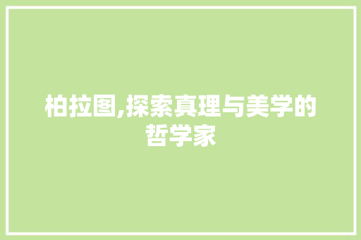 柏拉图,探索真理与美学的哲学家