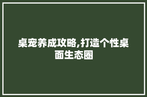 桌宠养成攻略,打造个性桌面生态圈 电脑故障维修