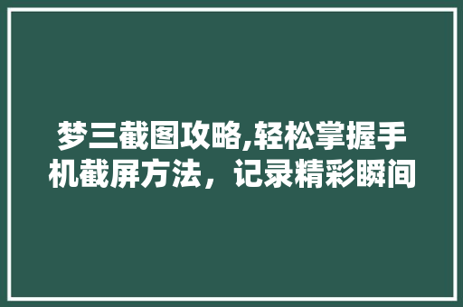 梦三截图攻略,轻松掌握手机截屏方法，记录精彩瞬间 操作系统