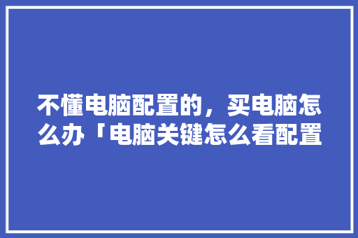 不懂电脑配置的，买电脑怎么办「电脑关键怎么看配置参数」 不懂电脑配置的，买电脑怎么办「电脑关键怎么看配置参数」 操作系统