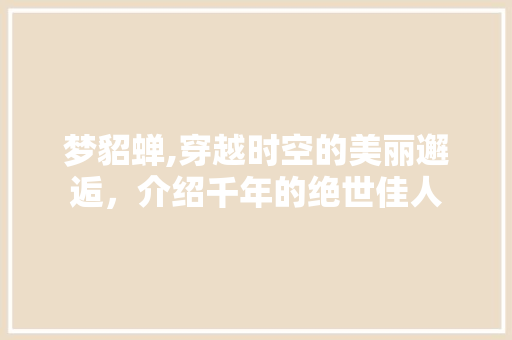 梦貂蝉,穿越时空的美丽邂逅，介绍千年的绝世佳人 电脑故障维修