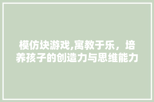 模仿块游戏,寓教于乐，培养孩子的创造力与思维能力 电脑故障维修