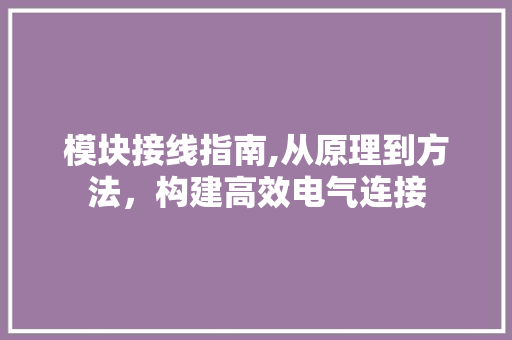 模块接线指南,从原理到方法，构建高效电气连接 电脑配置