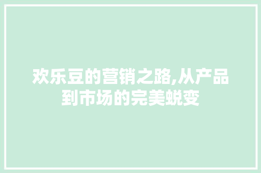 欢乐豆的营销之路,从产品到市场的完美蜕变 电脑基础 欢乐豆的营销之路,从产品到市场的完美蜕变 电脑基础