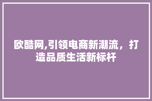 欧酷网,引领电商新潮流，打造品质生活新标杆 网络技术