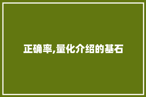 正确率,量化介绍的基石