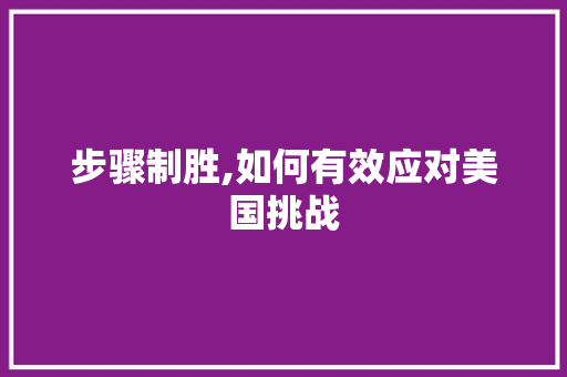 步骤制胜,如何有效应对美国挑战