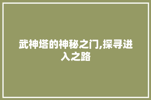 武神塔的神秘之门,探寻进入之路 网络技术 武神塔的神秘之门,探寻进入之路 网络技术