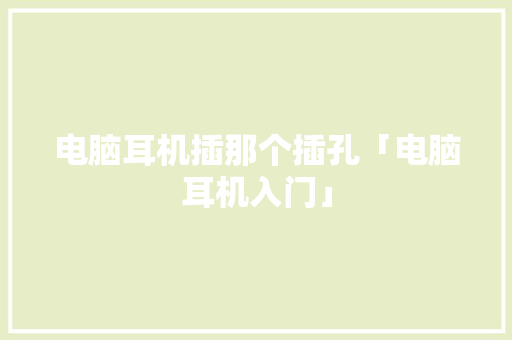 电脑耳机插那个插孔「电脑耳机入门」