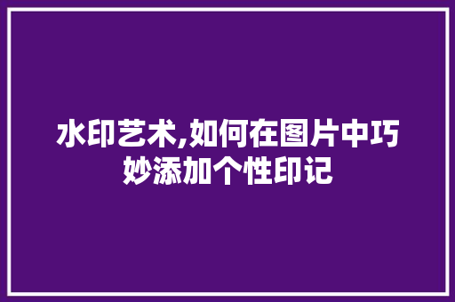 水印艺术,如何在图片中巧妙添加个性印记