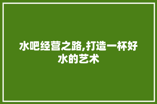 水吧经营之路,打造一杯好水的艺术