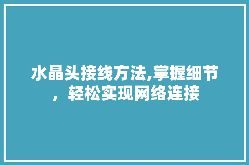 水晶头接线方法,掌握细节,轻松实现网络连接 电脑故障维修 水晶头接线方法,掌握细节,轻松实现网络连接 电脑故障维修