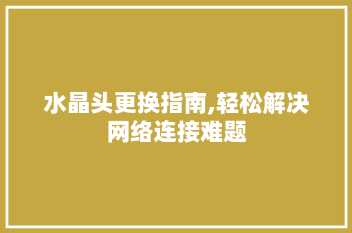 水晶头更换指南,轻松解决网络连接难题
