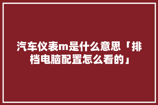 汽车仪表m是什么意思「排档电脑配置怎么看的」