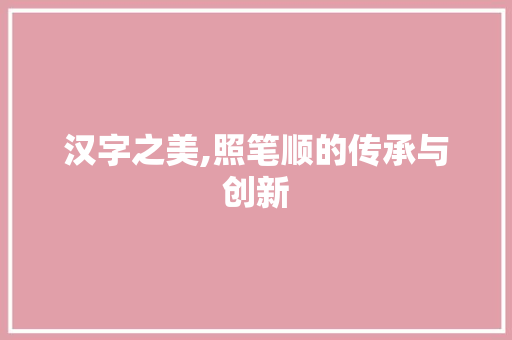 汉字之美,照笔顺的传承与创新 电脑故障维修
