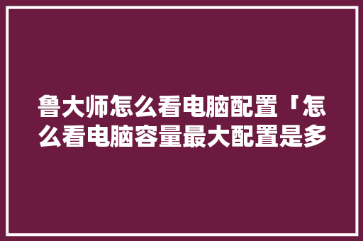 鲁大师怎么看电脑配置「怎么看电脑容量最大配置是多少」 鲁大师怎么看电脑配置「怎么看电脑容量最大配置是多少」 电脑故障维修