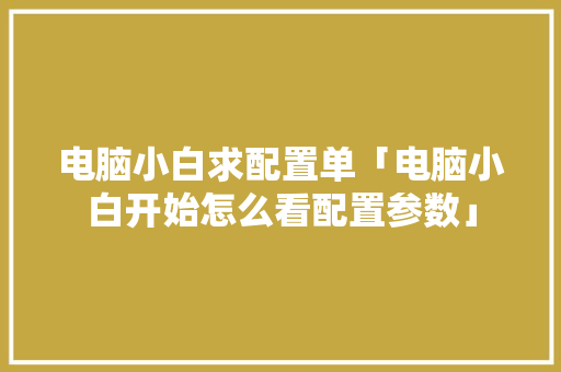 电脑小白求配置单「电脑小白开始怎么看配置参数」 电脑小白求配置单「电脑小白开始怎么看配置参数」 电脑配置