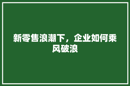 新零售浪潮下，企业如何乘风破浪