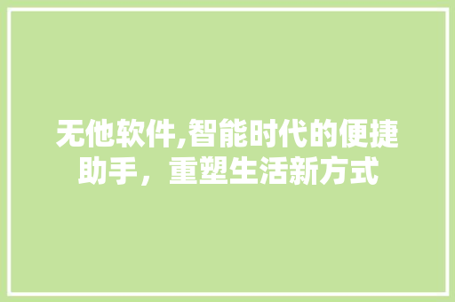 无他软件,智能时代的便捷助手，重塑生活新方式