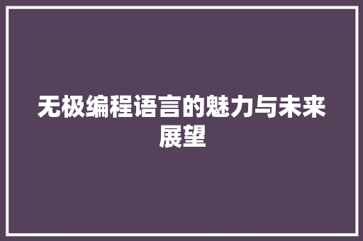 无极编程语言的魅力与未来展望