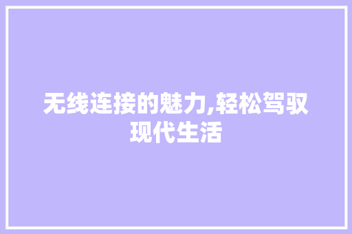 无线连接的魅力,轻松驾驭现代生活