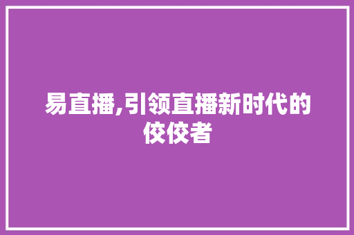 易直播,引领直播新时代的佼佼者