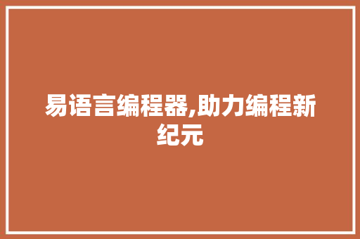 易语言编程器,助力编程新纪元