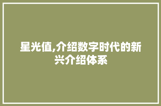 星光值,介绍数字时代的新兴介绍体系