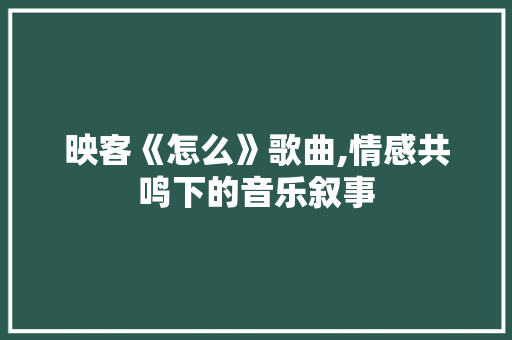 映客《怎么》歌曲,情感共鸣下的音乐叙事
