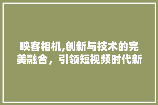 映客相机,创新与技术的完美融合，引领短视频时代新潮流