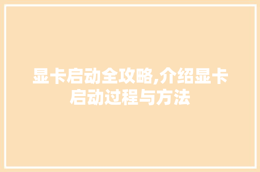 显卡启动全攻略,介绍显卡启动过程与方法