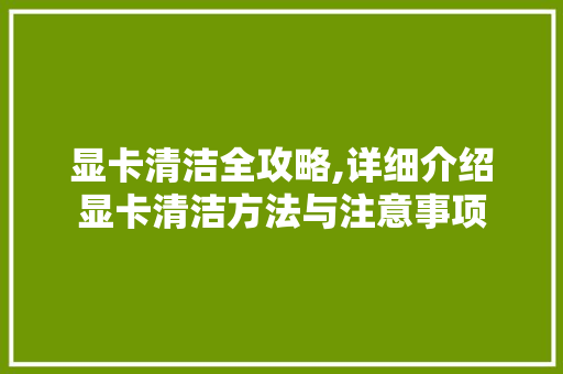 显卡清洁全攻略,详细介绍显卡清洁方法与注意事项