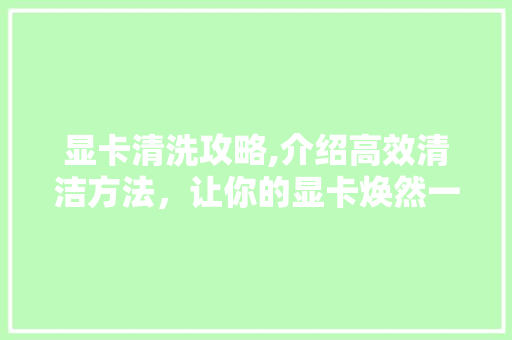 显卡清洗攻略,介绍高效清洁方法，让你的显卡焕然一新