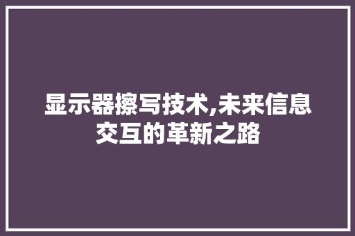 显示器擦写技术,未来信息交互的革新之路