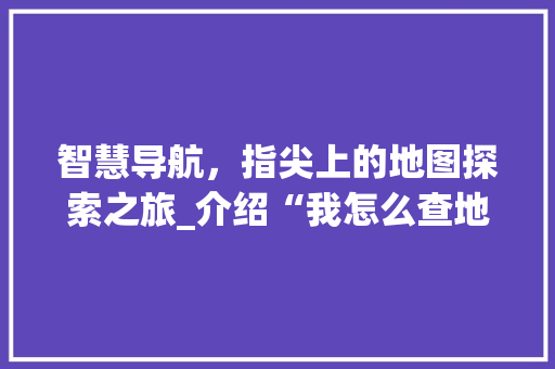 智慧导航，指尖上的地图探索之旅_介绍“我怎么查地图”的奥秘