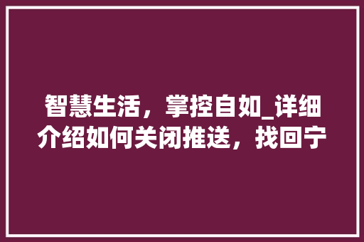 智慧生活，掌控自如_详细介绍如何关闭推送，找回宁静时光