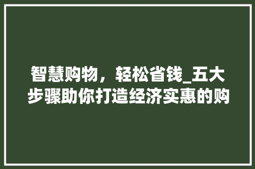智慧购物，轻松省钱_五大步骤助你打造经济实惠的购物之旅