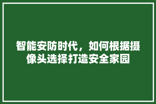 智能安防时代，如何根据摄像头选择打造安全家园