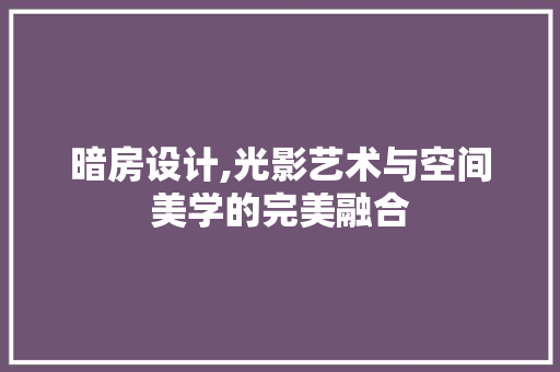 暗房设计,光影艺术与空间美学的完美融合 暗房设计,光影艺术与空间美学的完美融合