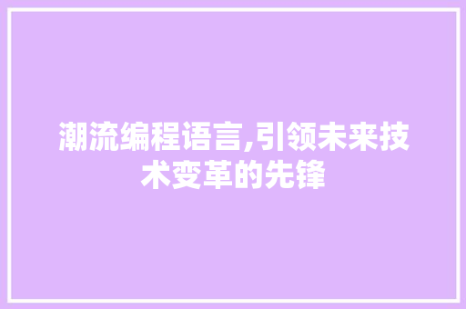 潮流编程语言,引领未来技术变革的先锋