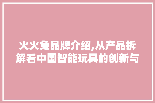 火火兔品牌介绍,从产品拆解看中国智能玩具的创新与发展 编程语言 火火兔品牌介绍,从产品拆解看中国智能玩具的创新与发展 编程语言