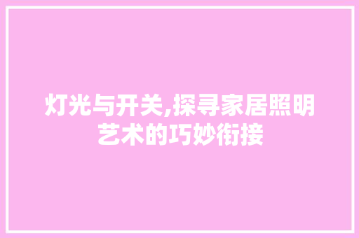 灯光与开关,探寻家居照明艺术的巧妙衔接 电脑基础