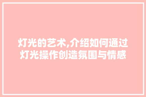 灯光的艺术,介绍如何通过灯光操作创造氛围与情感 编程语言