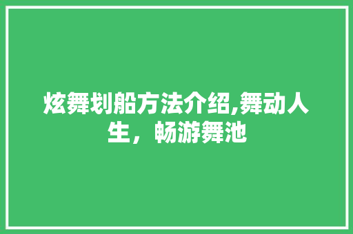 炫舞划船方法介绍,舞动人生，畅游舞池 电脑配置
