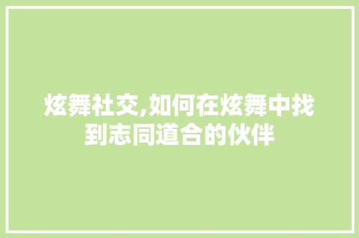 炫舞社交,如何在炫舞中找到志同道合的伙伴 电脑配置